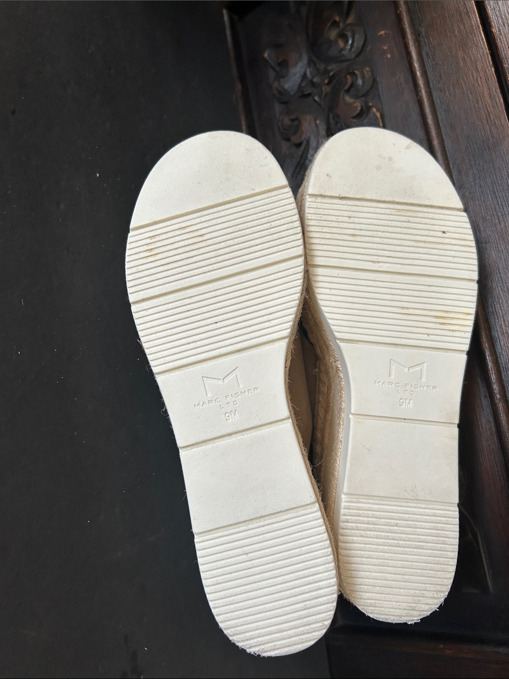 Marc Fisher Beige Suede Espadrille Platform Sandals - Picture 10 of 16
